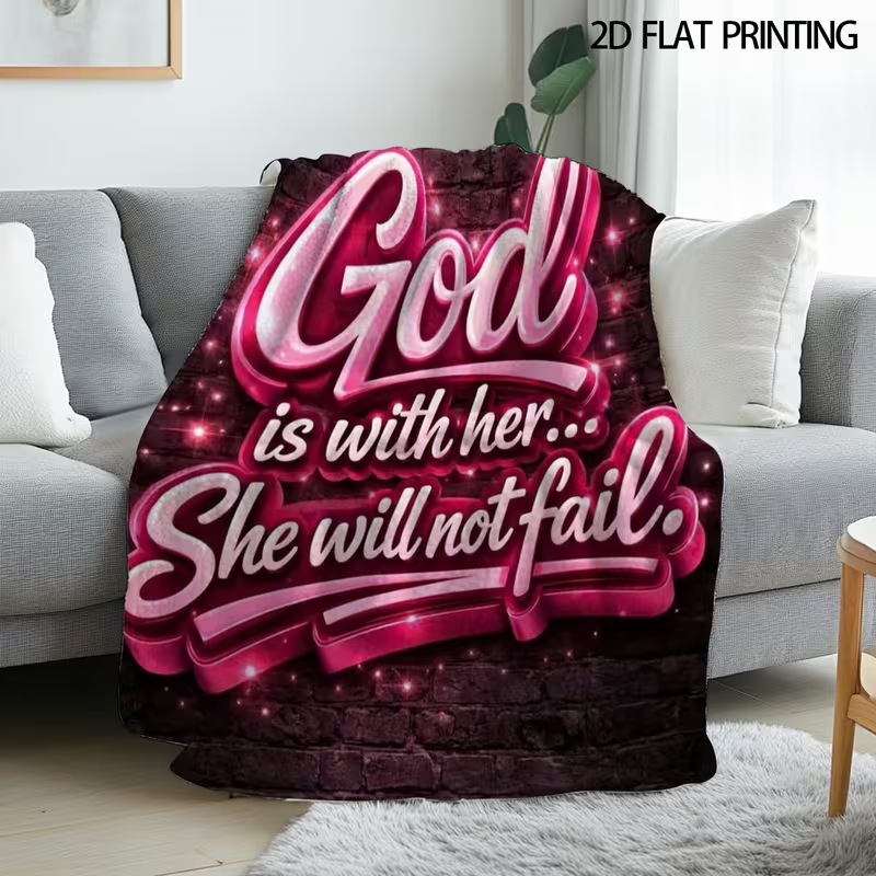 God Is with Her Flannel Blanket