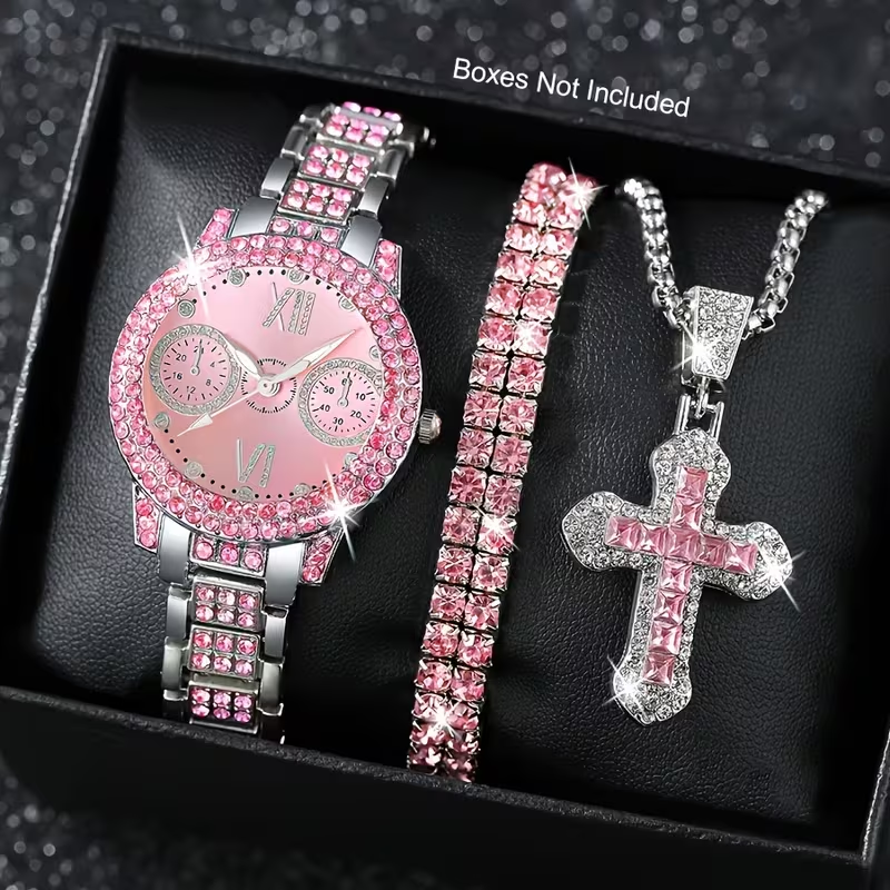 Pink Grace Watch & Jewelry Gift Set